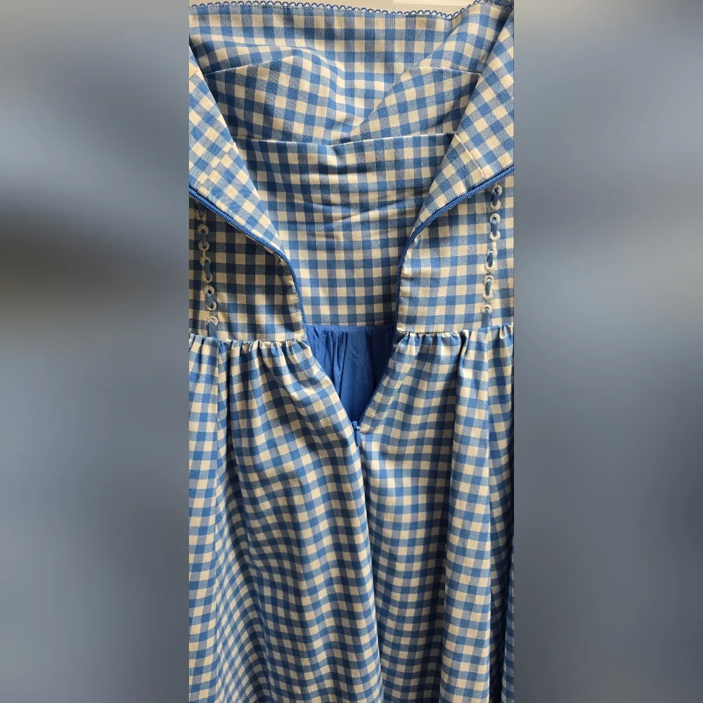 House of CB Vivien Blue and White Gingham Dress L Fuller Cup - Picture 5 of 6